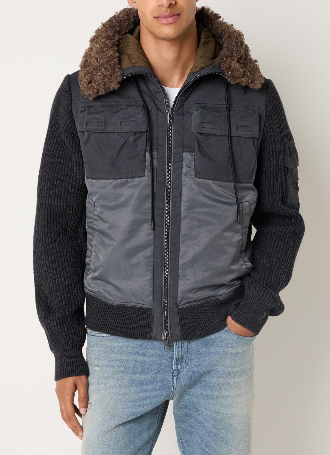 Diesel W-Dells jack met steekzakken - detail antraciet