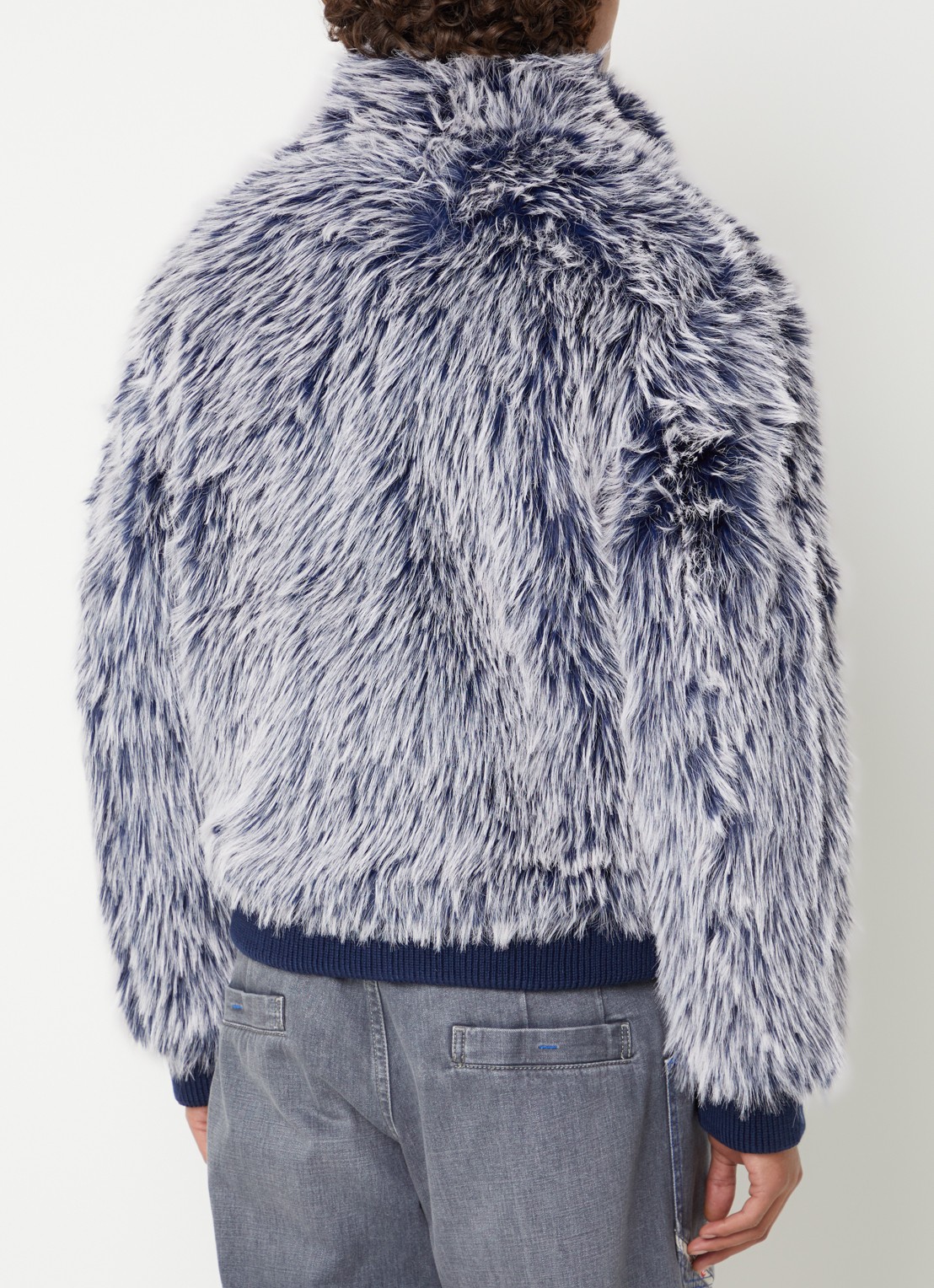 Diesel W-Victor jack van imitatiebont - achterkant 2 donkerblauw
