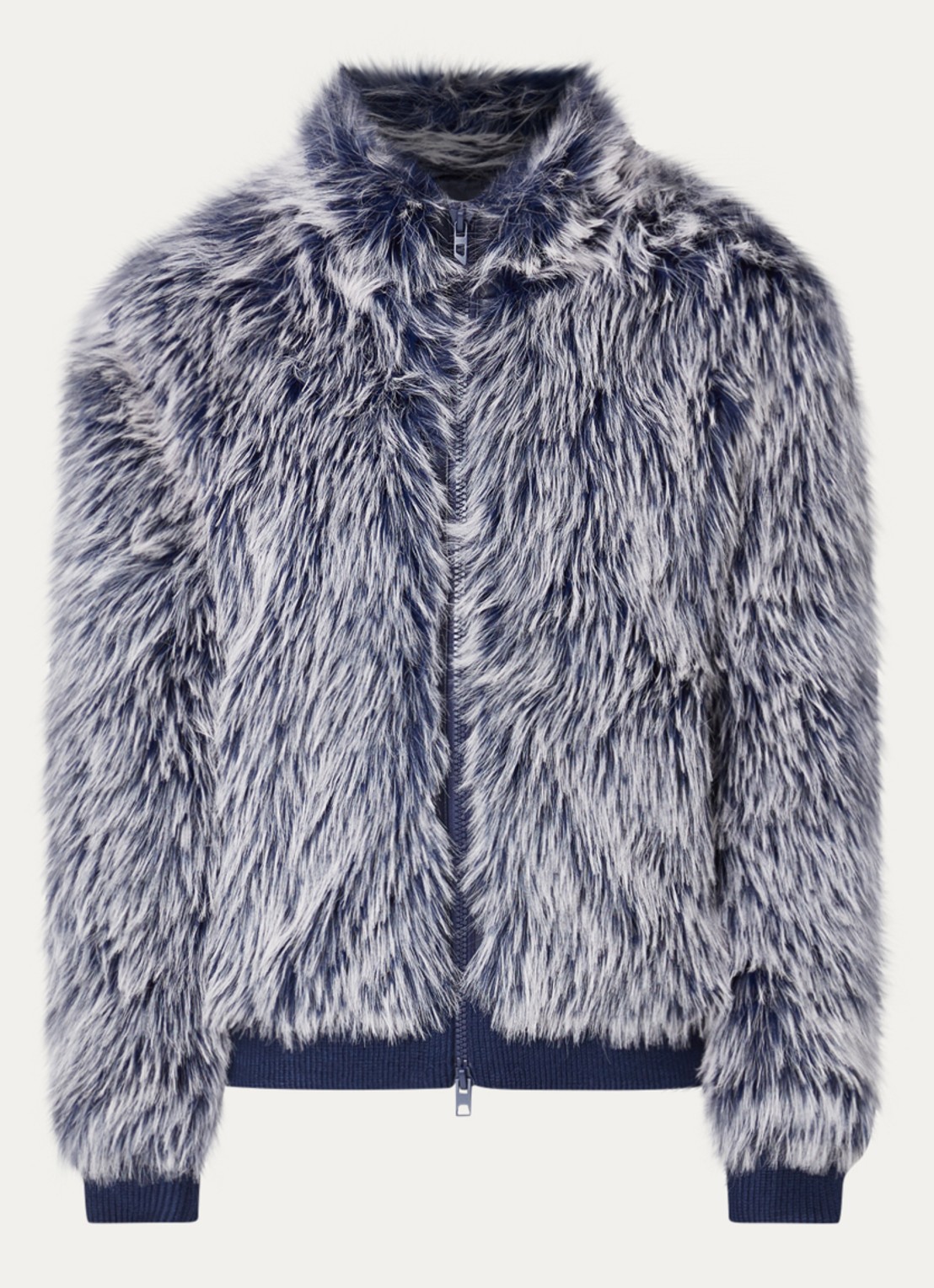Diesel W-Victor jack van imitatiebont - voorkant 3 donkerblauw