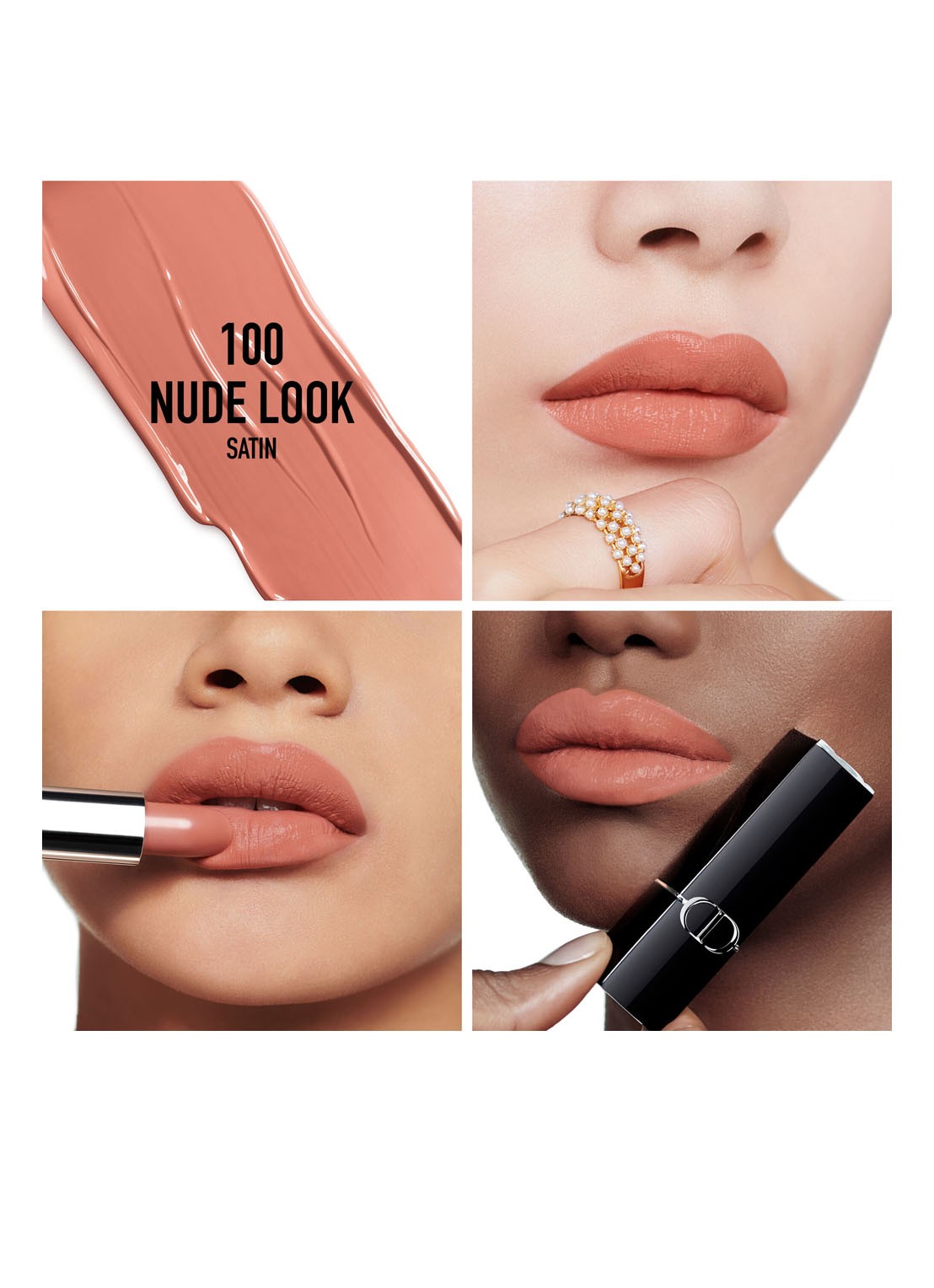 DIOR Rouge Dior Lipstick - detail 2 satijn - 100 nude look