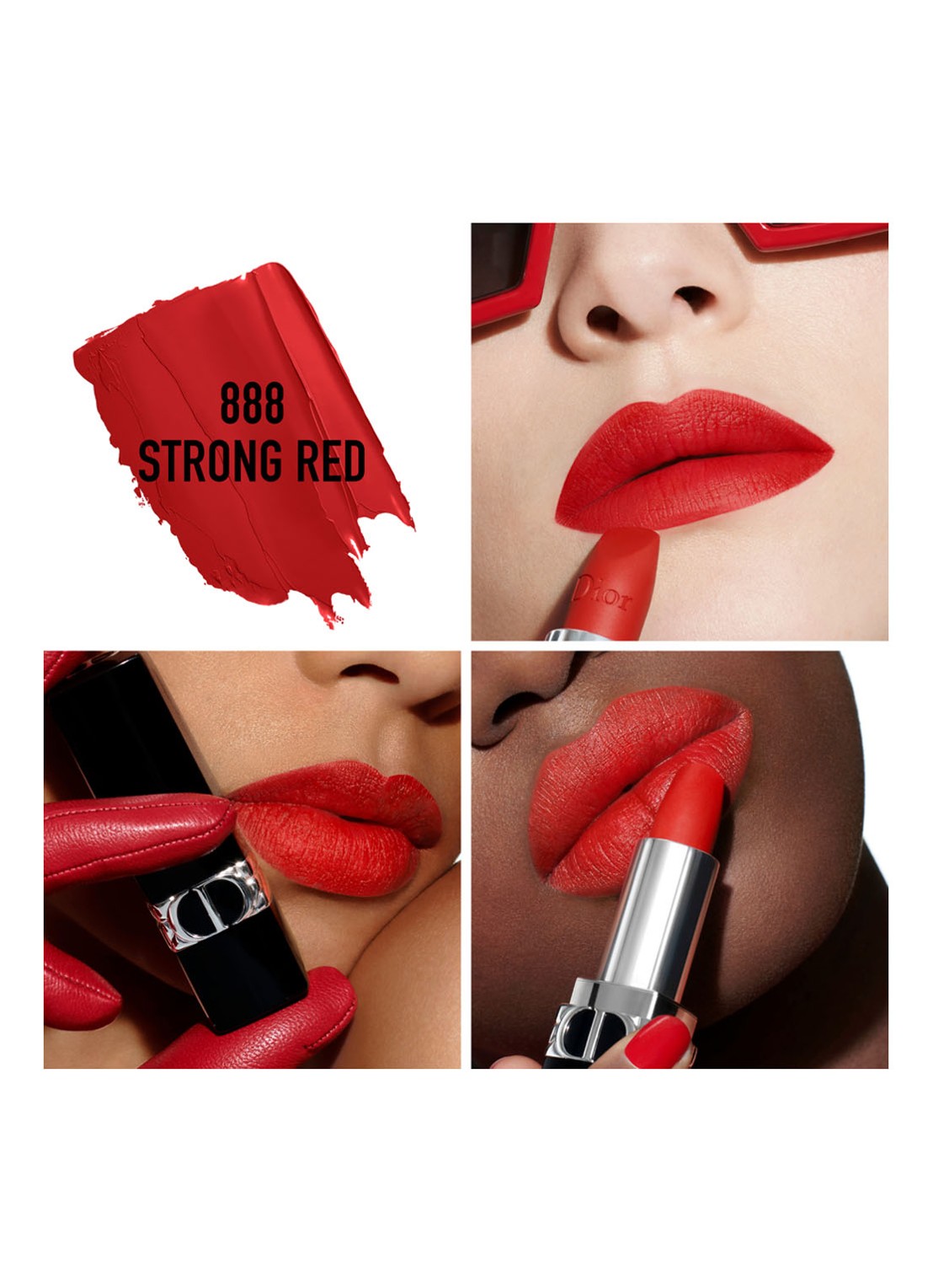DIOR Rouge Dior navulbare lipstick  - detail 4 mat - 888 strong red