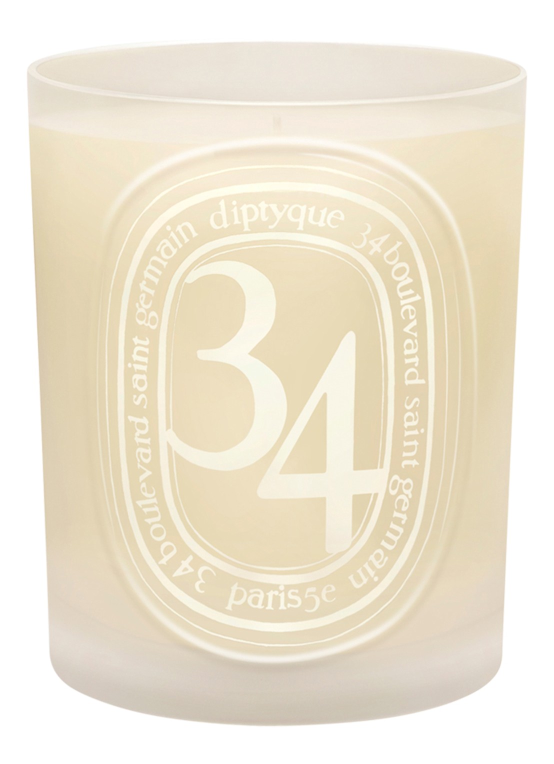 DIPTYQUE 34 Blvd Saint Germain geurkaars 300 gram - voorkant 4 beige