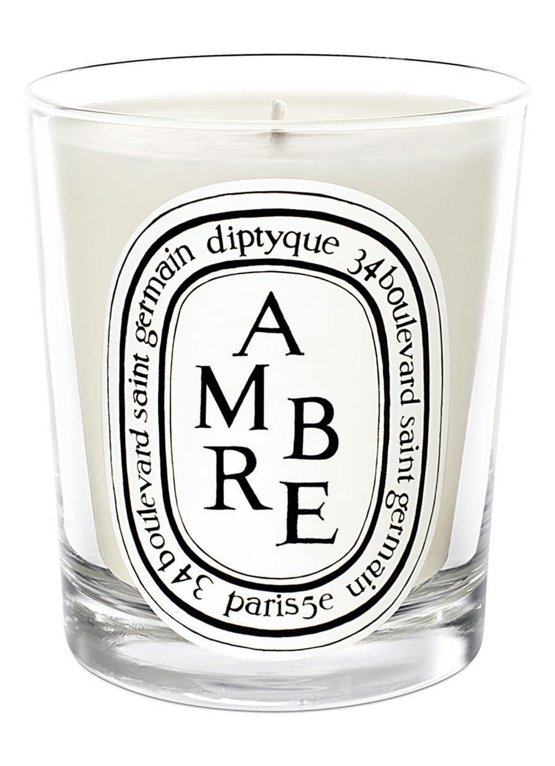 DIPTYQUE Ambre geurkaars 190 gram - voorkant gebroken wit