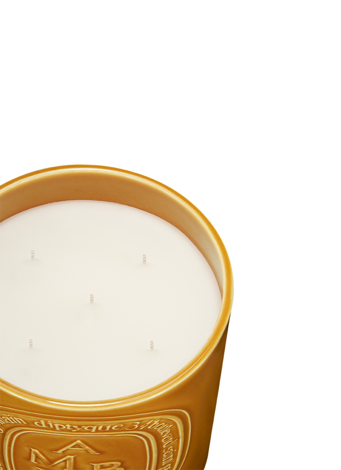 DIPTYQUE Ambre Giant Scented Candle - geurkaars 1500 gram - detail goud