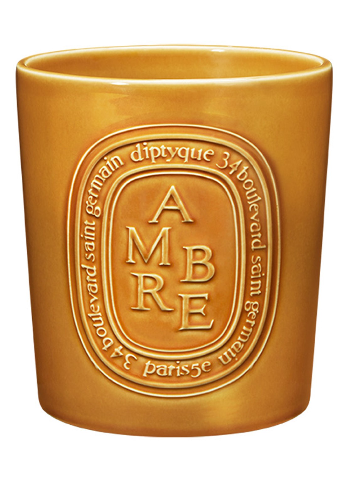 DIPTYQUE Ambre Giant Scented Candle - geurkaars 1500 gram - voorkant 2 goud
