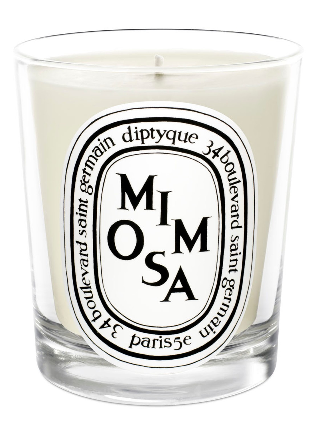 DIPTYQUE Mimosa geurkaars - voorkant gebroken wit