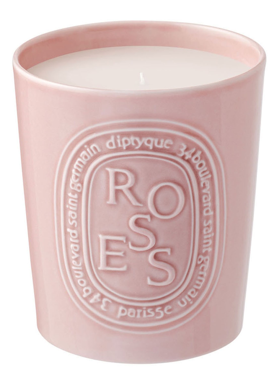 DIPTYQUE Roses Scented Candle - Limited Edition geurkaars 600 gram - voorkant roze