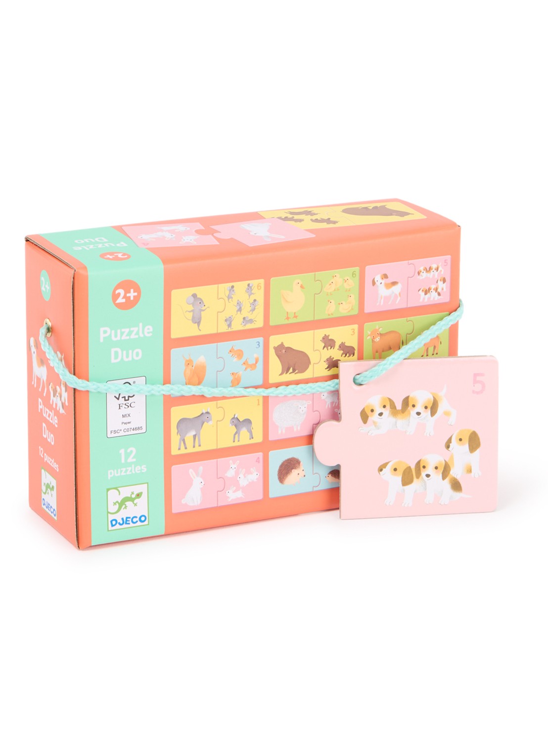 Djeco Baby Dieren duo-puzzel 24 stukjes - voorkant multicolor