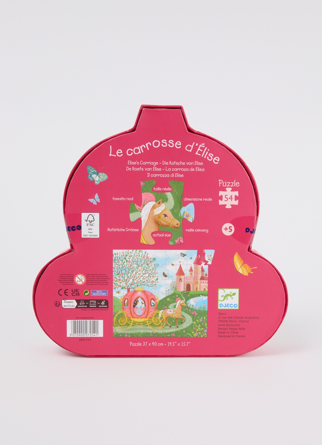 Djeco De koets van Elise legpuzzel 54 stukjes - voorkant 2 multicolor