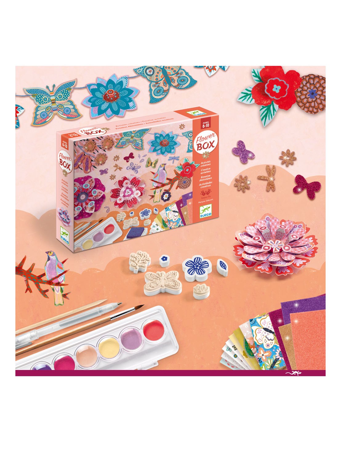 Djeco Flower Box Creatieve Knutselset - achterkant 4 multicolor