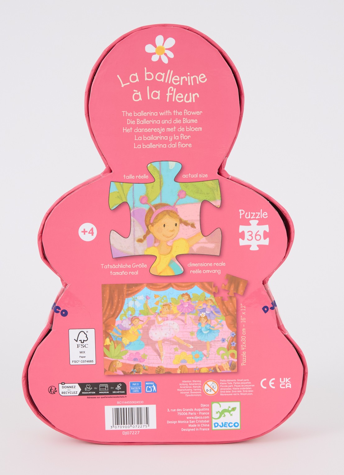 Djeco Het danseresje met de bloem legpuzzel 36 stukjes - voorkant 2 multicolor