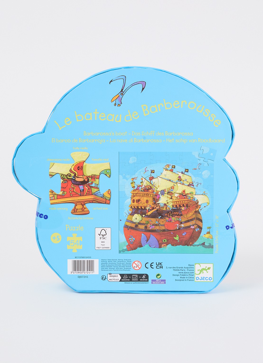 Djeco Het schip van Roodbaard legpuzzel 54 stukjes - voorkant 2 multicolor