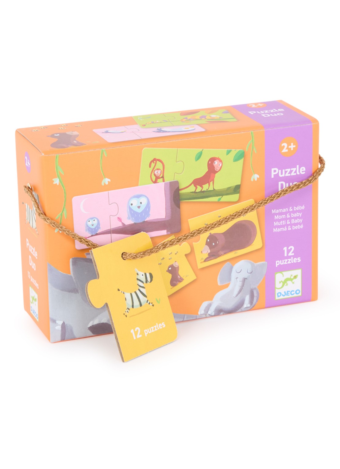 Djeco Mama & Baby duo-puzzel 24 stukjes - voorkant oranje