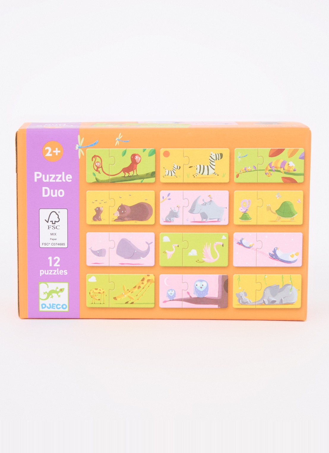 Djeco Mama & Baby duo-puzzel 24 stukjes - voorkant 2 oranje