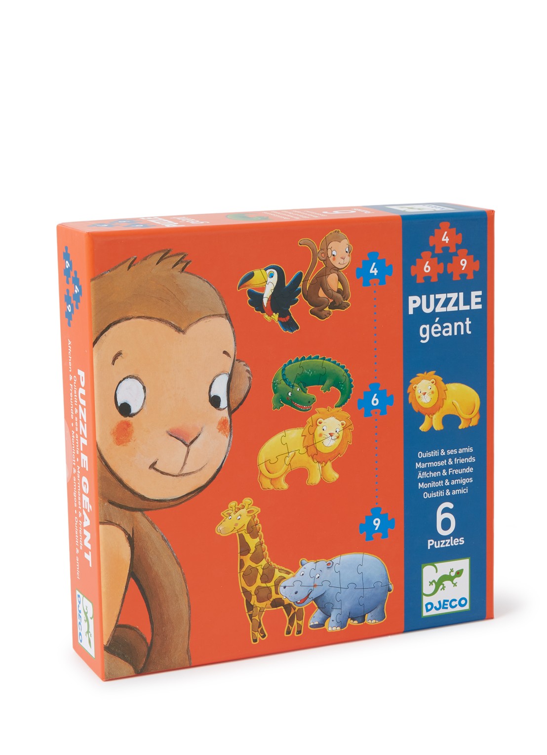 Djeco Ouistiti & Vrienden legpuzzel 6 puzzels - voorkant multicolor