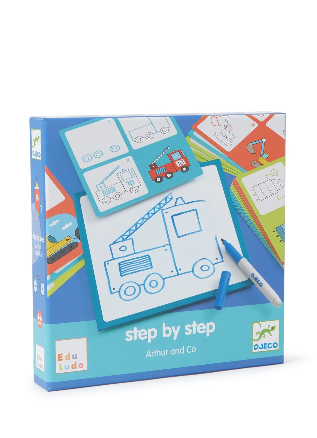 Djeco Step by Step Arthur and Co tekenset - voorkant blauw