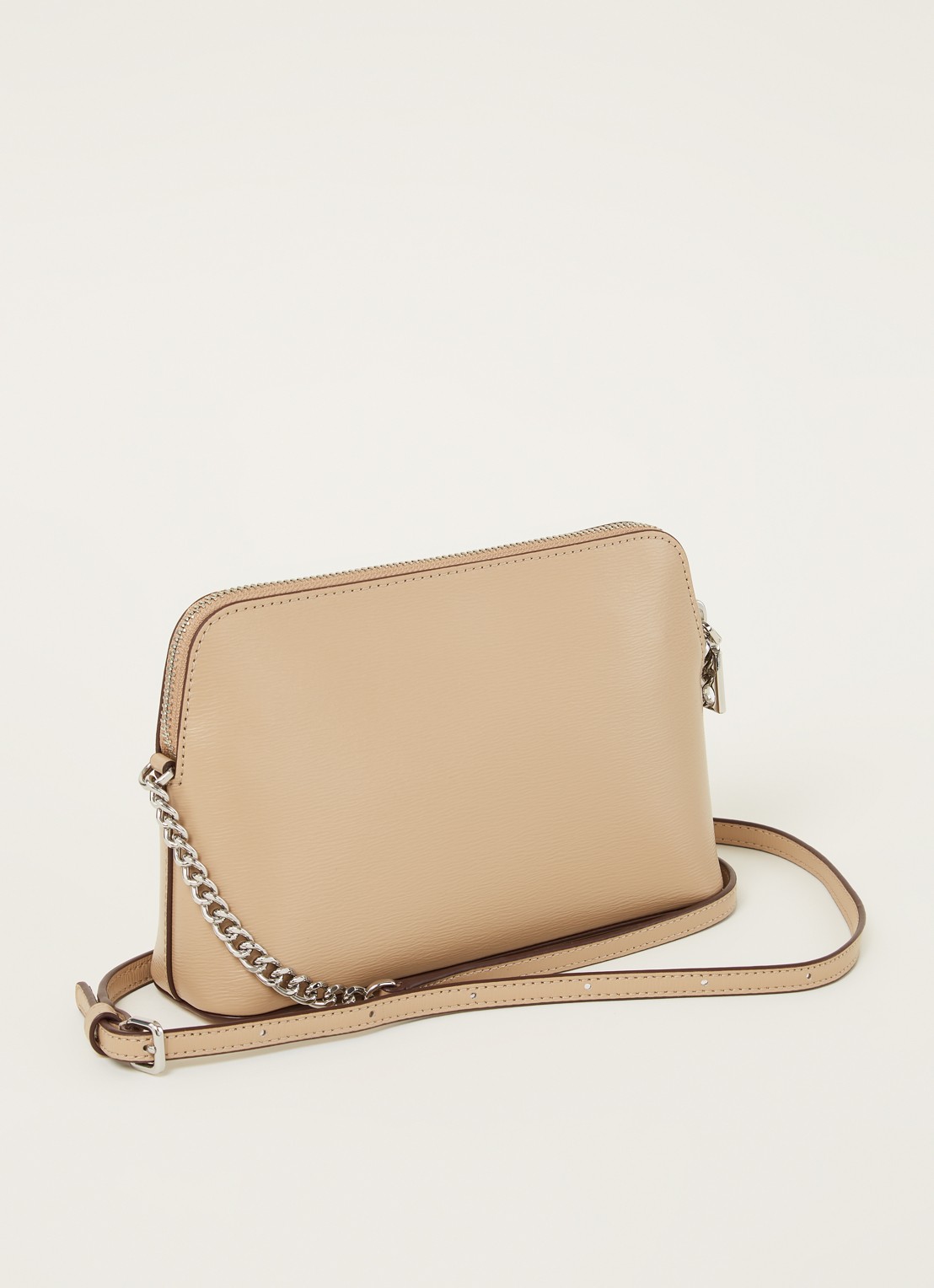 DKNY Bryant Dome crossbodytas van leer - achterkant 4 beige