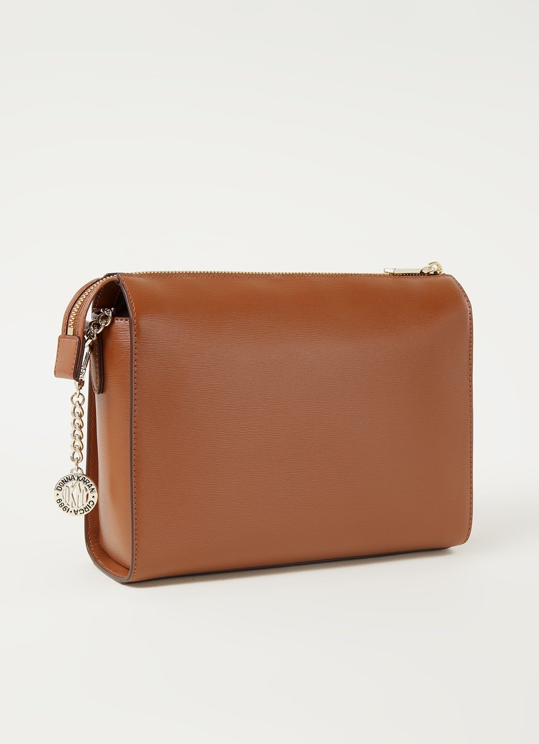 DKNY Bryant Medium crossbodytas van leer - achterkant 4 cognac