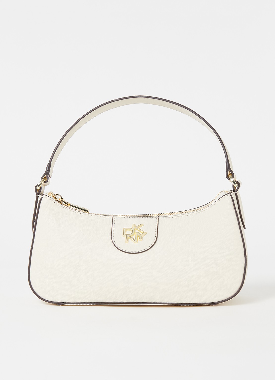 DKNY Carol schoudertas van leer - voorkant 3 creme