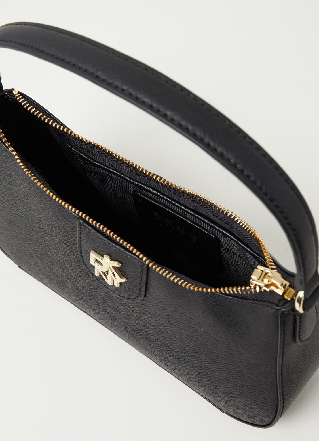 DKNY Carol schoudertas van leer - detail 2 zwart