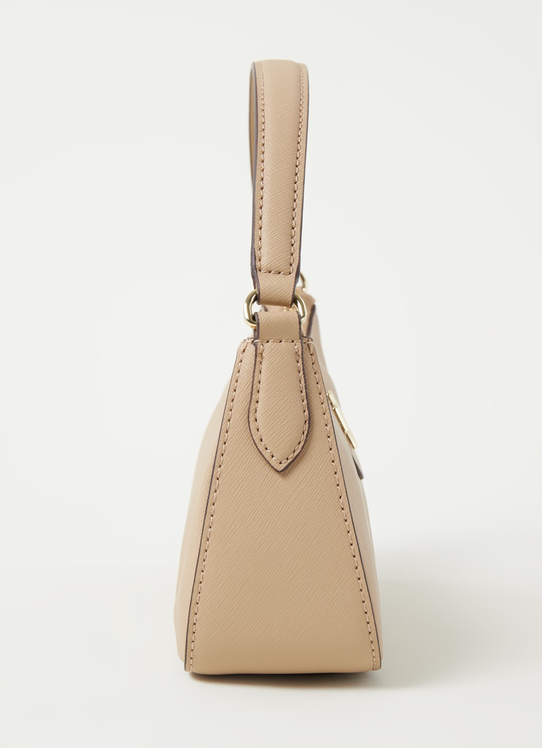 DKNY Carol schoudertas van leer - detail 4 donkerbeige