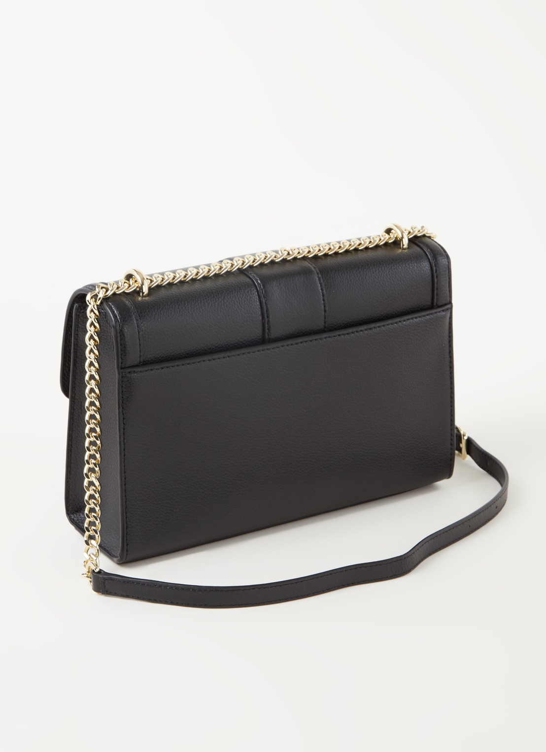 DKNY Pebble schoudertas van leer - achterkant zwart