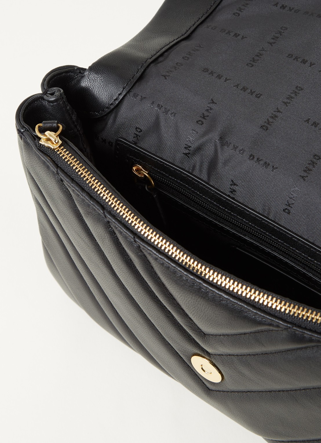 DKNY Vivian crossbodytas van leer - detail 3 zwart