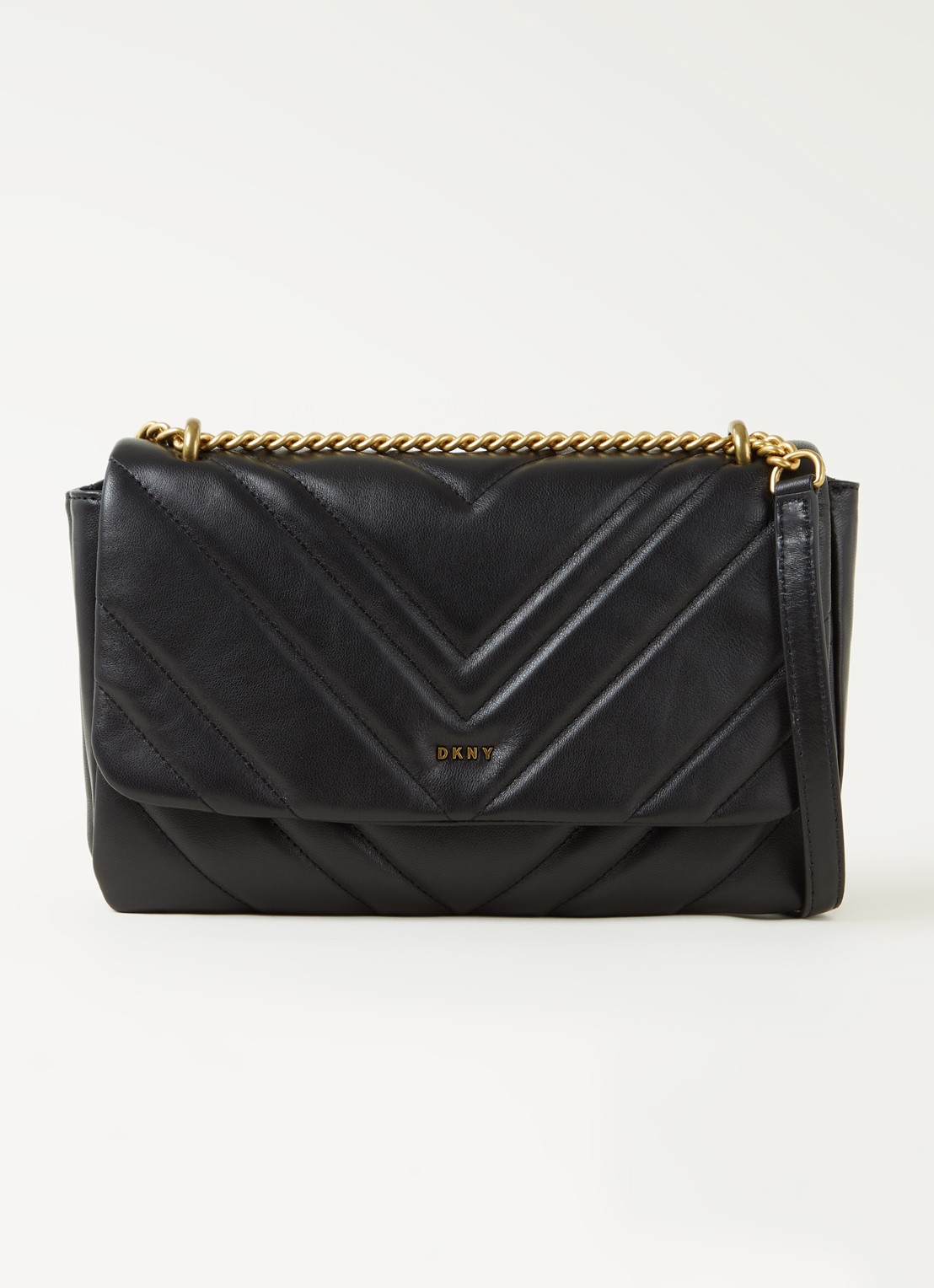 DKNY Vivian crossbodytas van leer - voorkant zwart