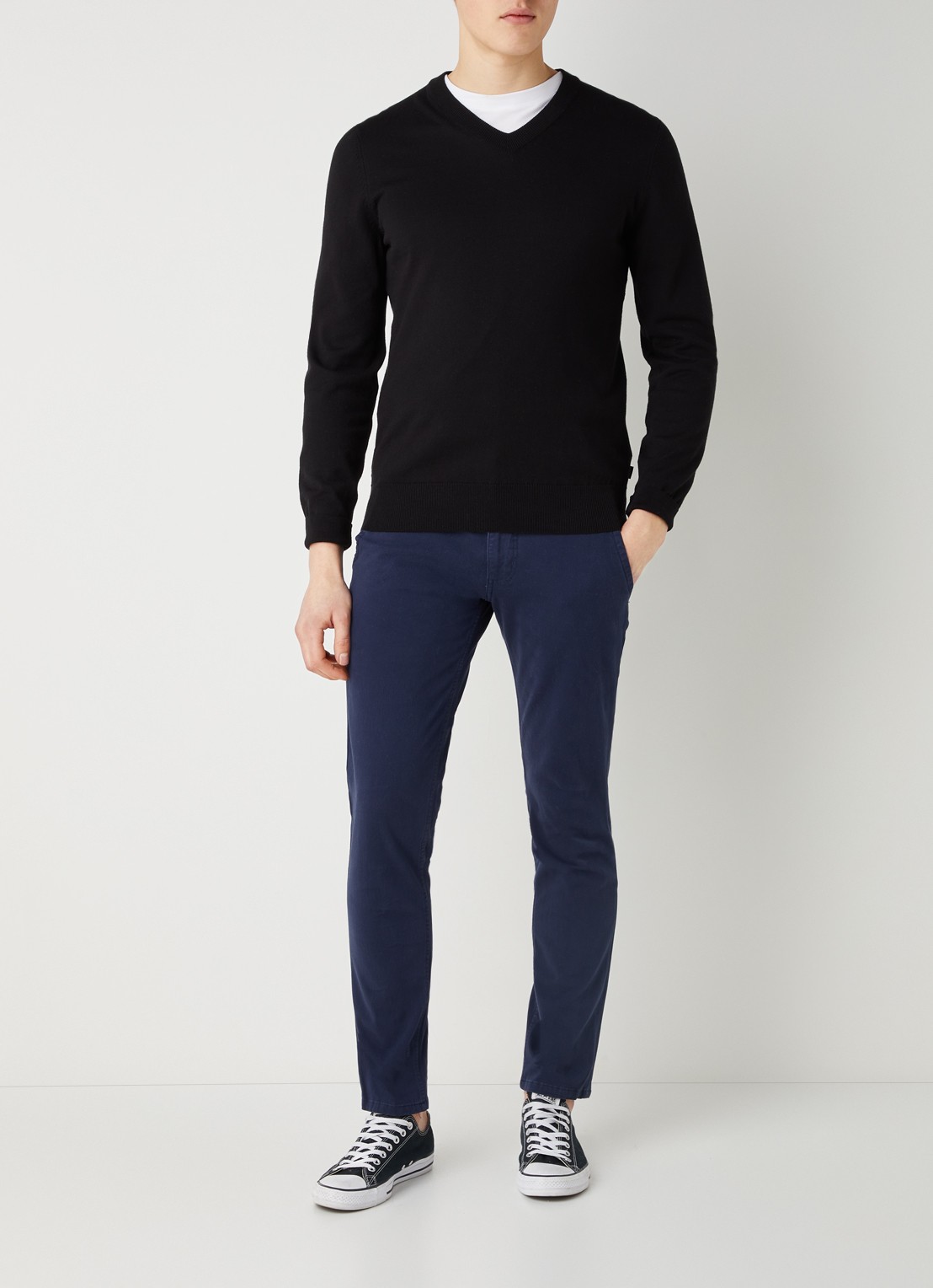 Dockers Alpha skinny fit chino met steekzakken  - voorkant 2 blauw