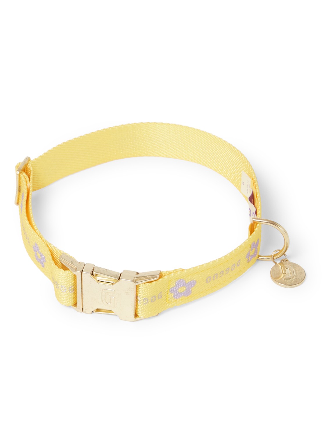 DOGGUO Flower collar M halsband voor honden 36 - 52 cm - voorkant geel