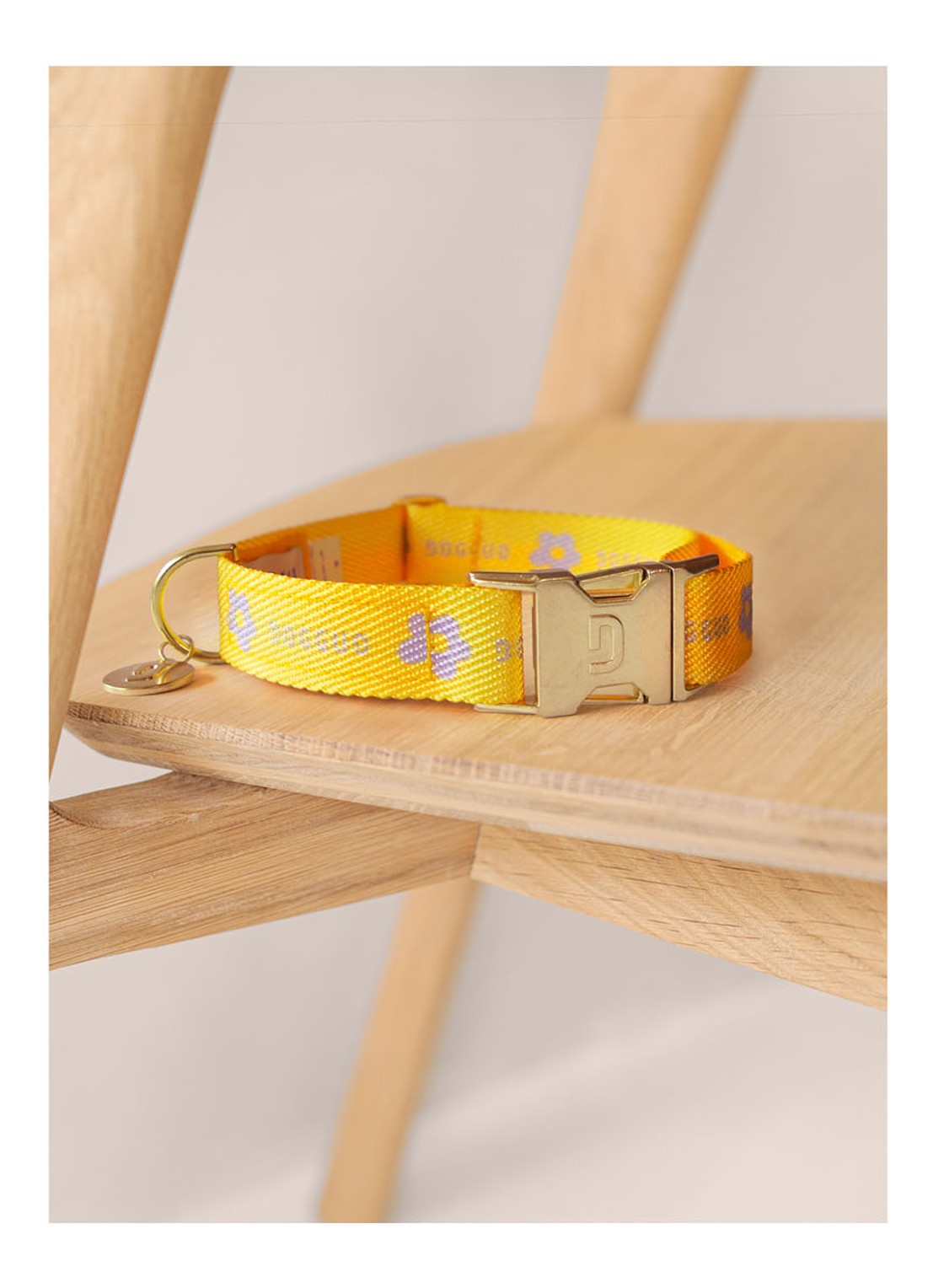 DOGGUO Flower collar M halsband voor honden 36 - 52 cm - voorkant 2 geel