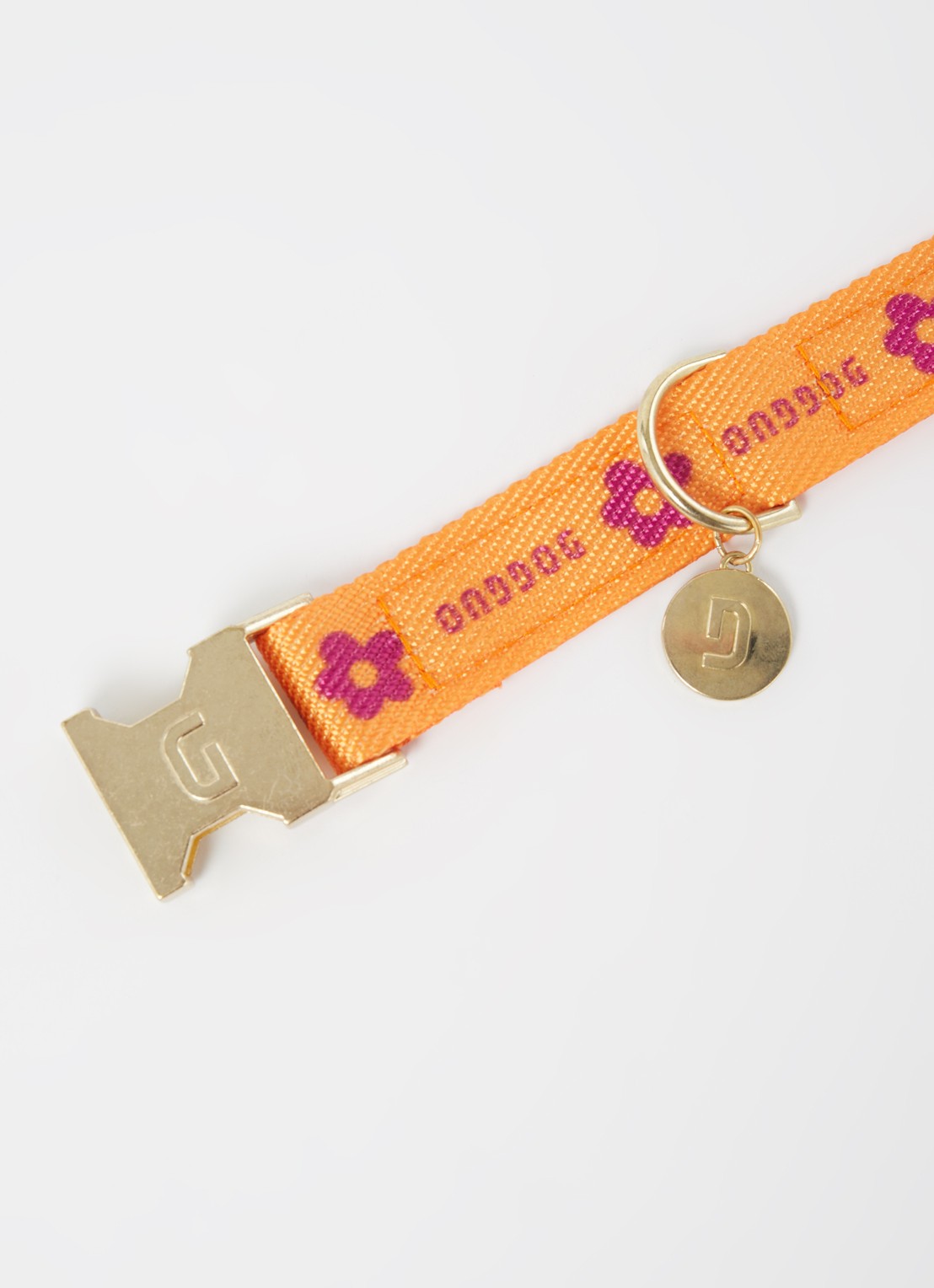 DOGGUO Flower collar M halsband voor honden 36 x 52 cm - voorkant 7 oranje