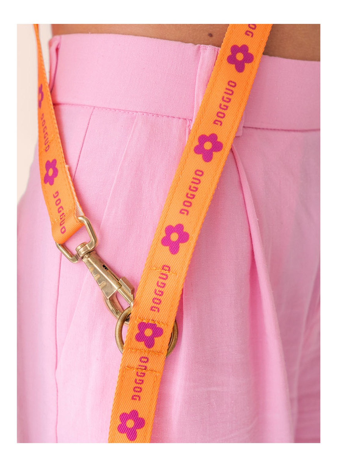 DOGGUO Flower leash hondenriem 200 cm - detail 4 oranje