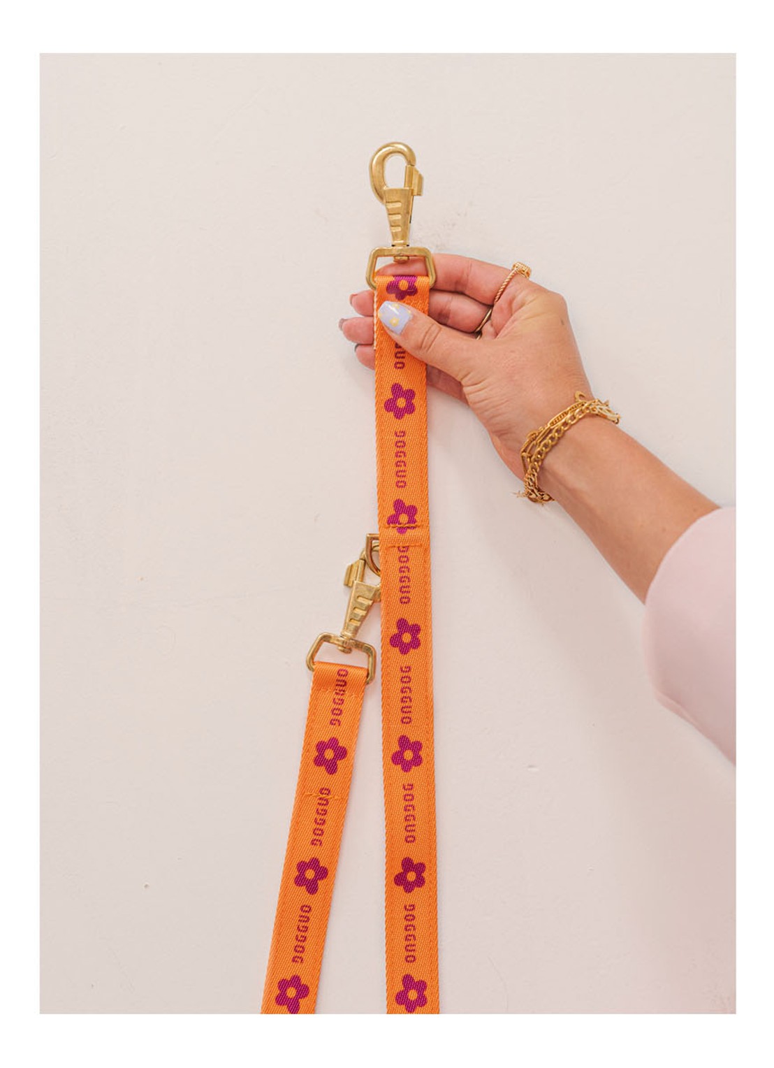DOGGUO Flower leash hondenriem 200 cm - detail 5 oranje