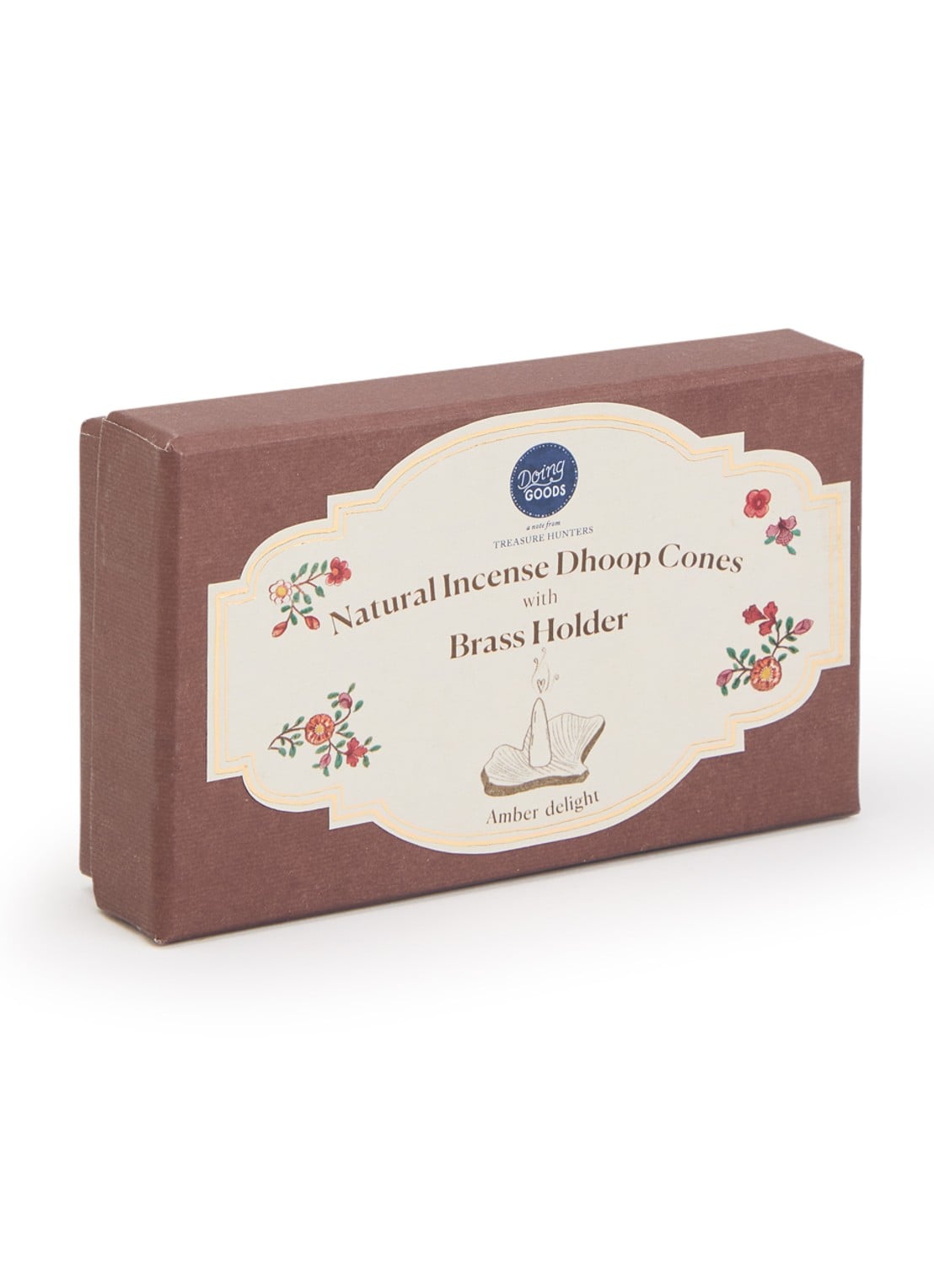 Doing Goods Amber Delight wierookkegels in geschenkverpakking - voorkant goud