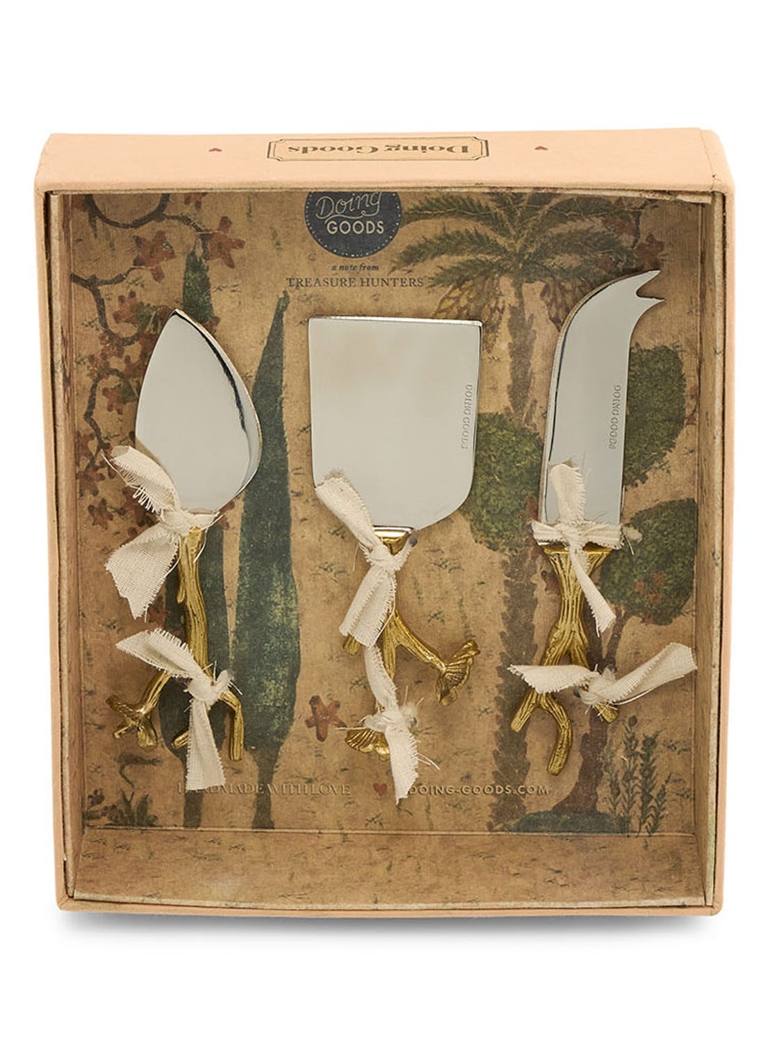 Doing Goods Ava Blossom kaasmes set van 3 in giftbox - achterkant 4 brons