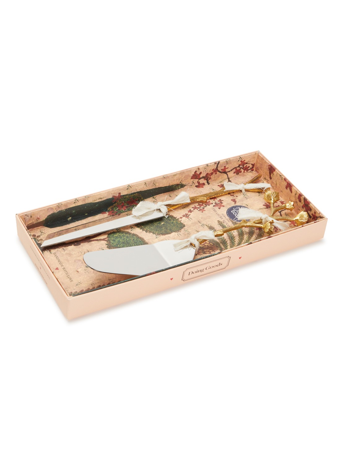 Doing Goods Ava taartmes en taartschep in giftbox - voorkant brons