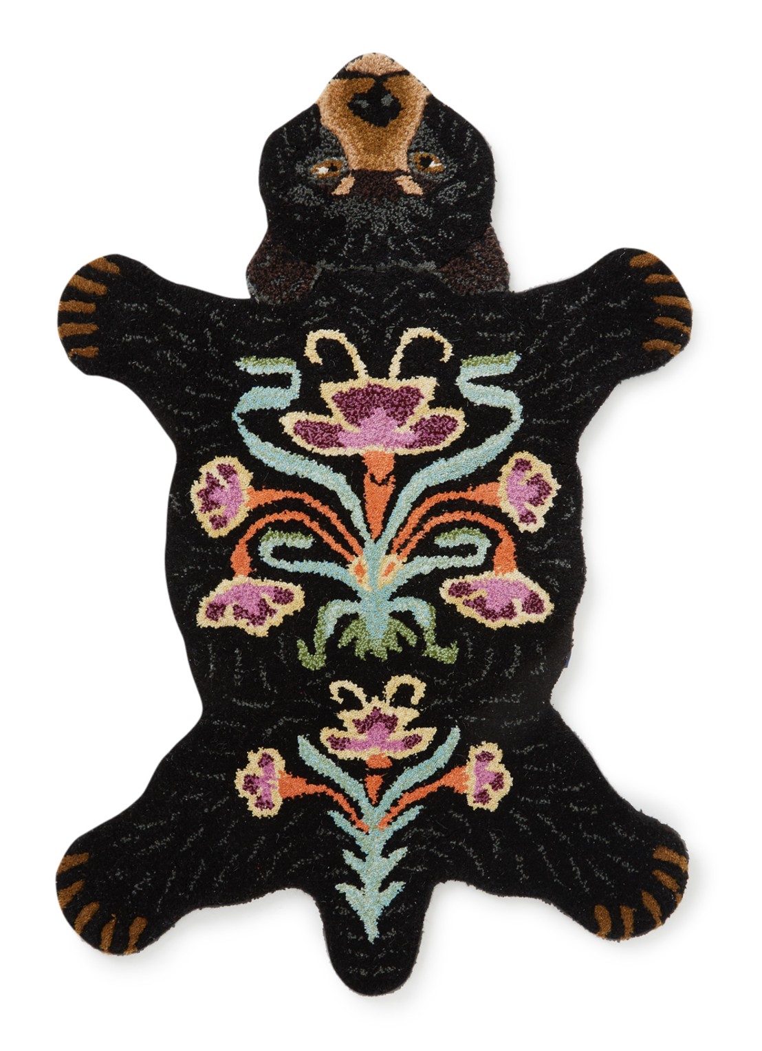Doing Goods Blooming Bear Small vloerkleed 100 x 66 cm - voorkant 4 zwart