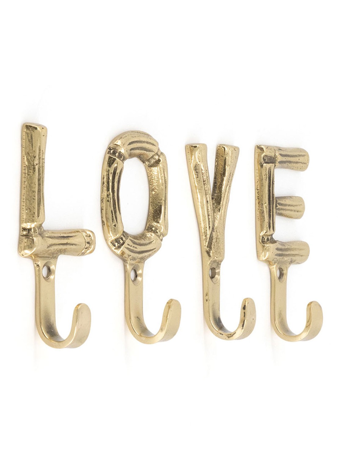 Doing Goods Bodhi Bamboo Love kapstokhaak set van 4 - voorkant messing