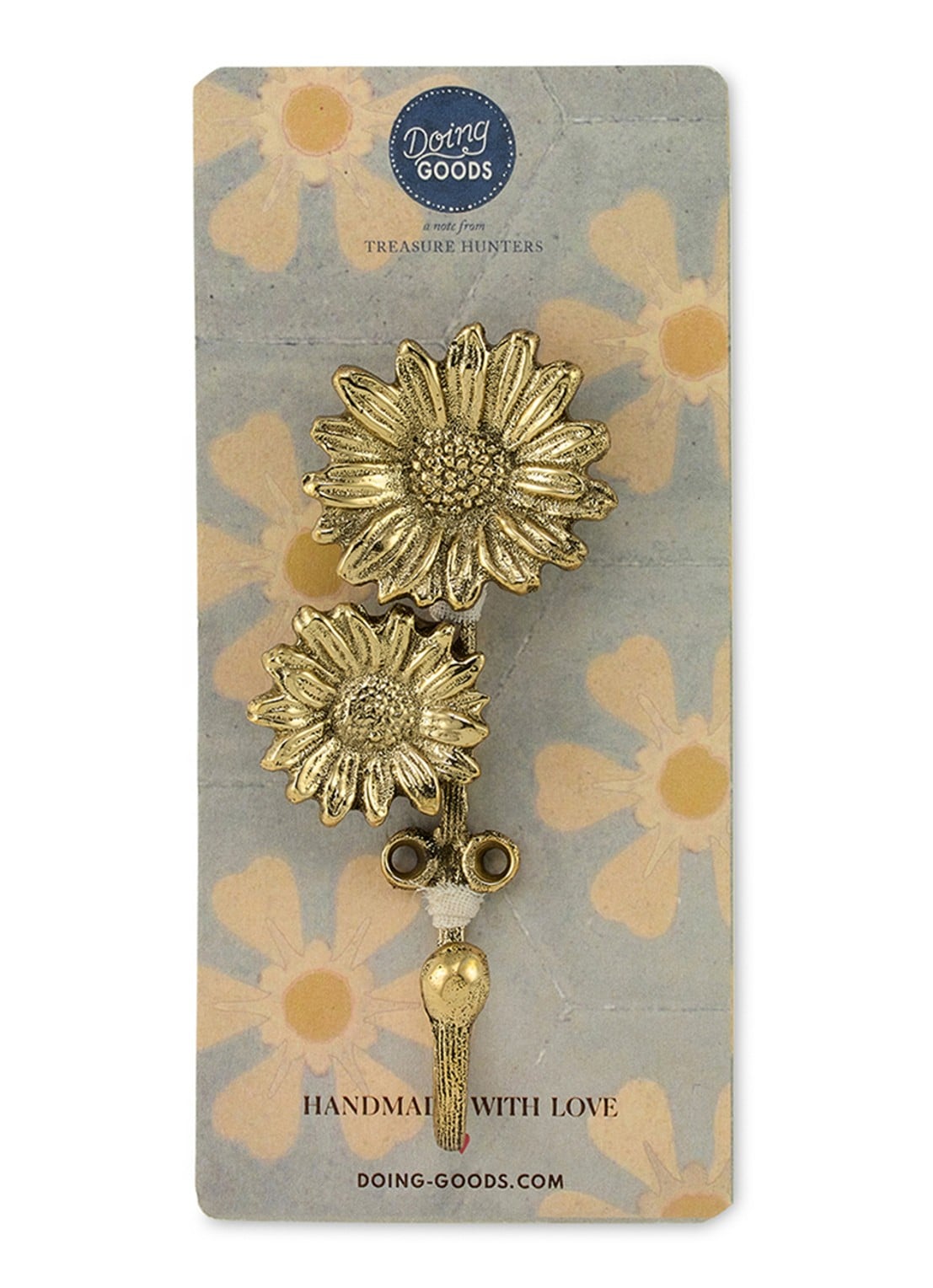 Doing Goods Breezy Double Daisy wandhaak 12 cm - detail 2 goud