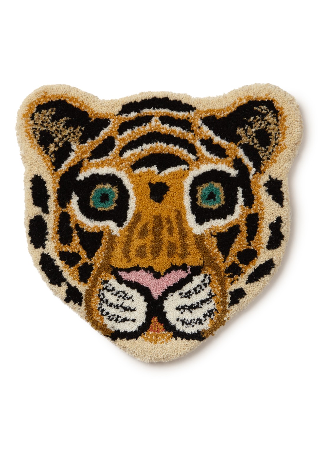 Doing Goods Cloudy Tiger Head voetenkleed 32 x 30 cm - voorkant 4 oranje