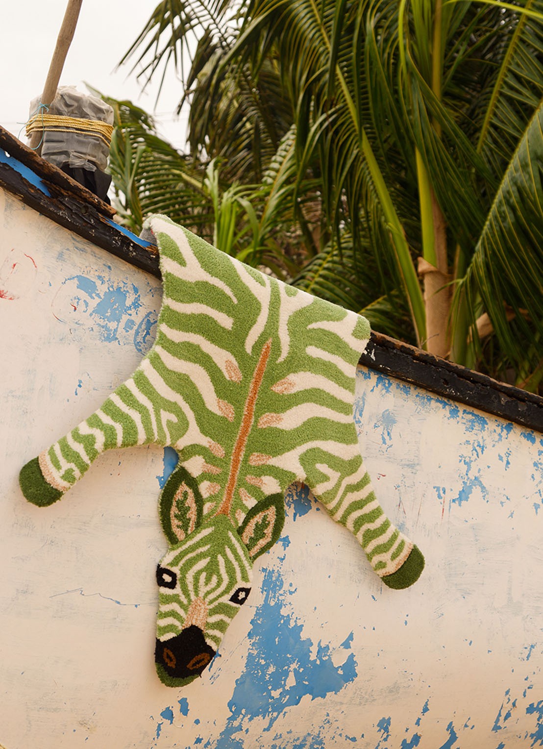 Doing Goods Grassy Zebra vloerkleed 106 x 66 cm - voorkant 4 groen