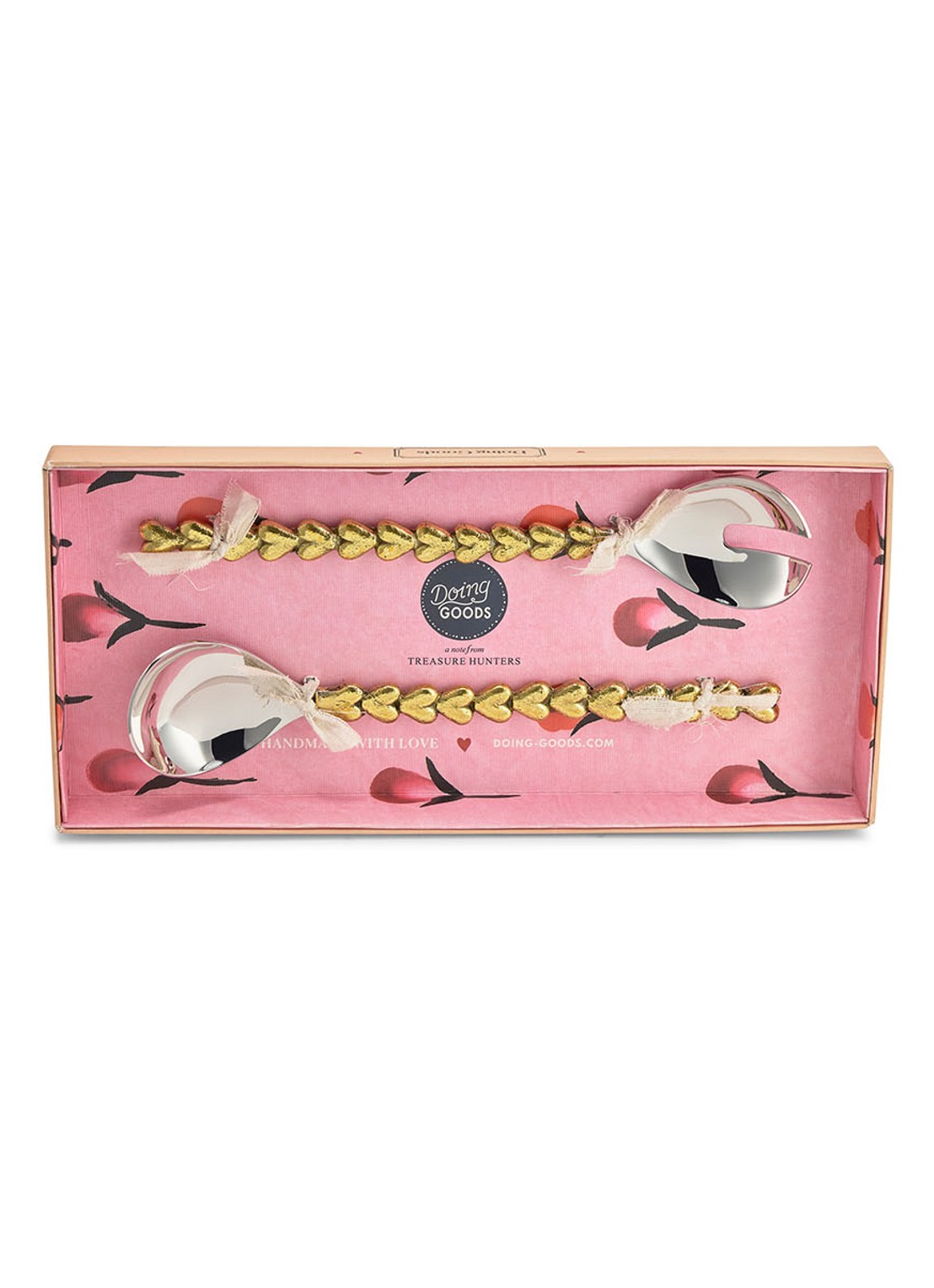 Doing Goods Holly Heart saladebestek in giftbox 2-delig - achterkant brons