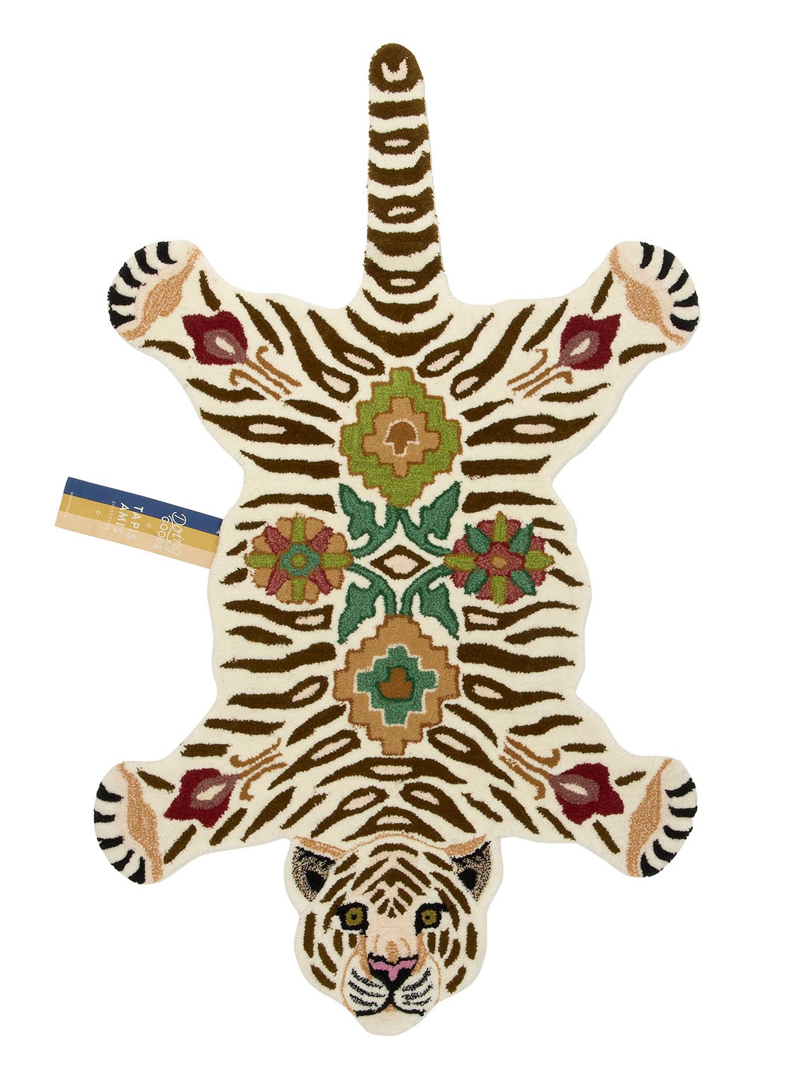 Doing Goods Jill Tiger Large vloerkleed 150 x 90 cm  - voorkant 3 beige