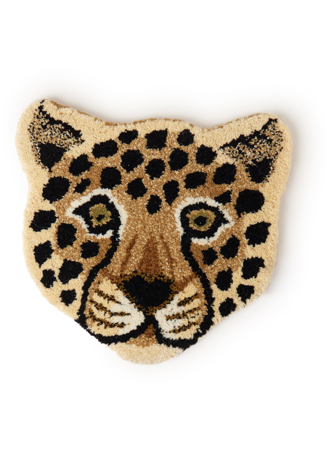 Doing Goods Looney Leopard Head voetenkleed 32 x 34 cm - voorkant 2 beige