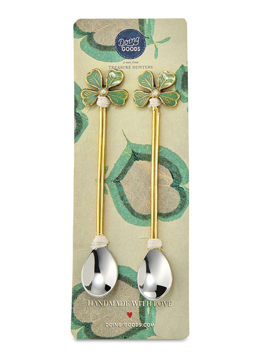 Doing Goods Lucky Clover theelepel 2-delig - achterkant brons