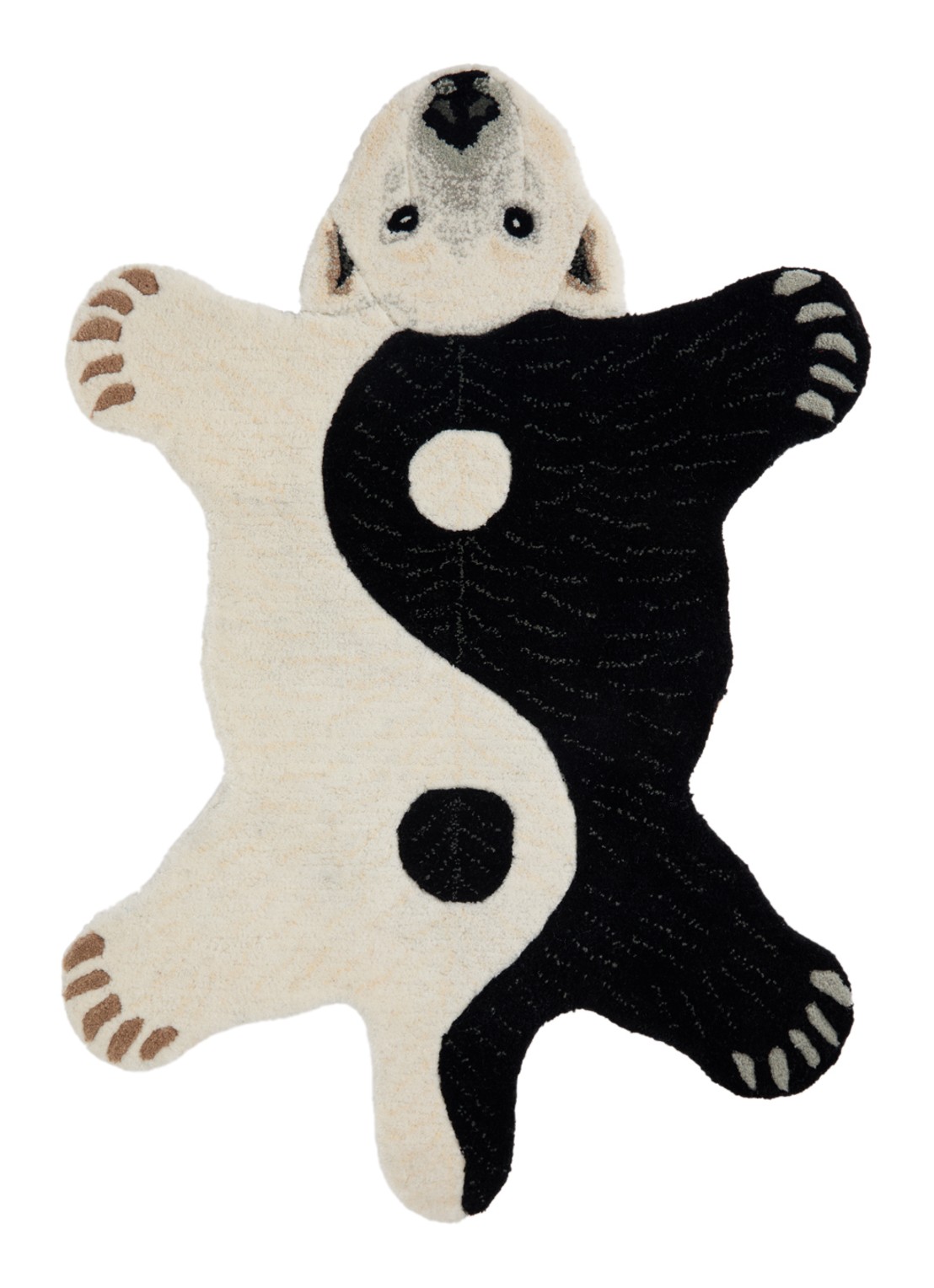 Doing Goods Mara Yin Yang IJsbeer klein vloerkleed - voorkant zwart