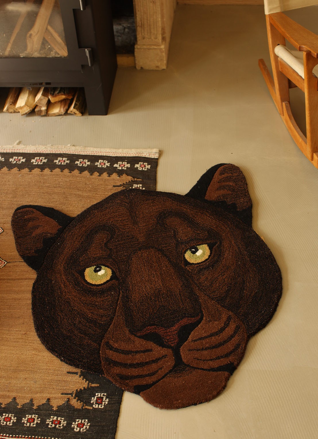 Doing Goods Nio Panter vloerkleed 100 x 100 cm - achterkant 3 zwart