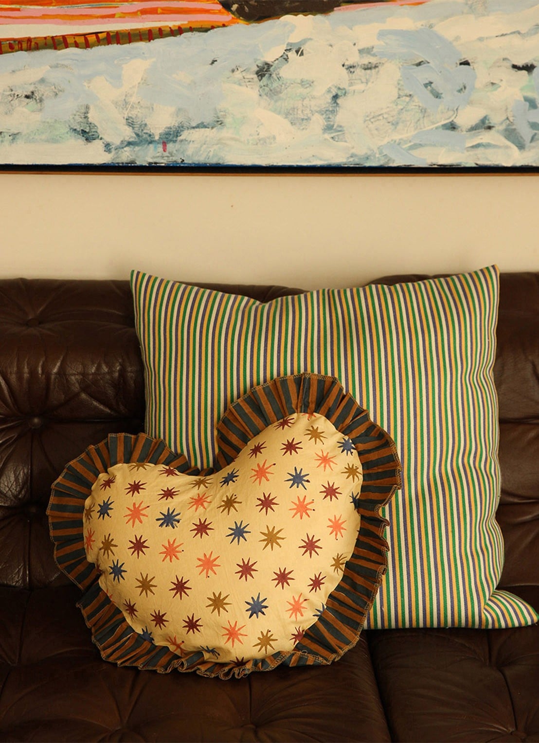 Doing Goods Noa Star Heart kussen 50 x 48 cm - voorkant 2 creme