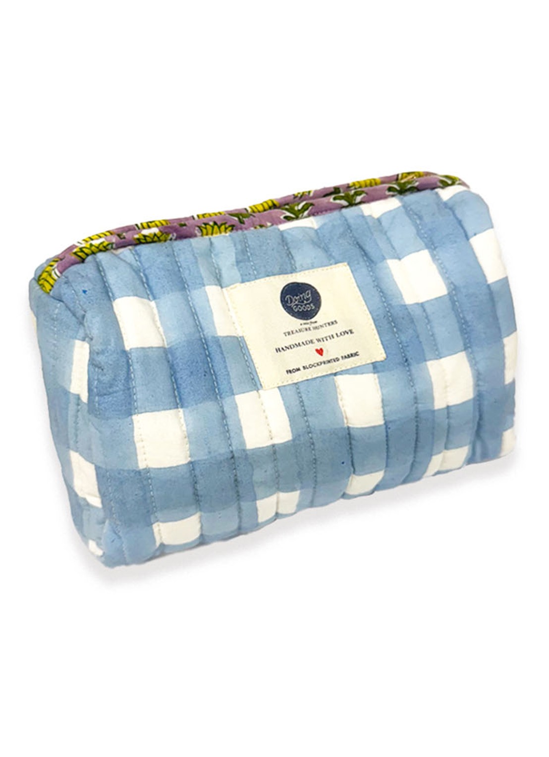 Doing Goods Nova make-up tas met ruitdessin - achterkant 3 blauw